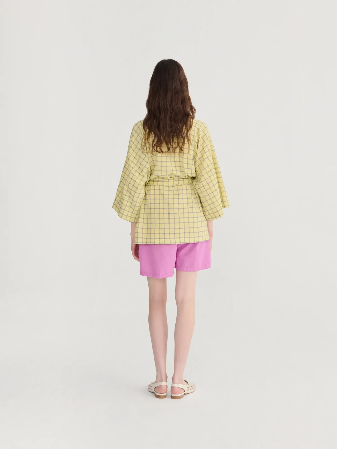Spicy Window Check Crepe Kimono