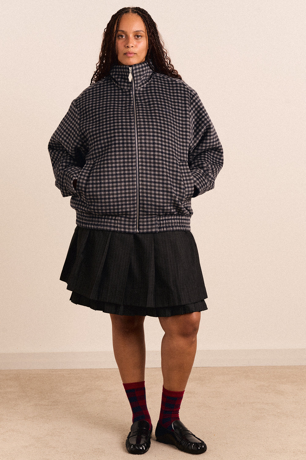Pixie Wool Bomber - Willow Gingham