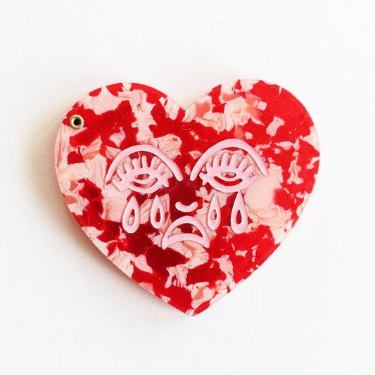 Crying Heart Pocket Mirror - Pink Marble