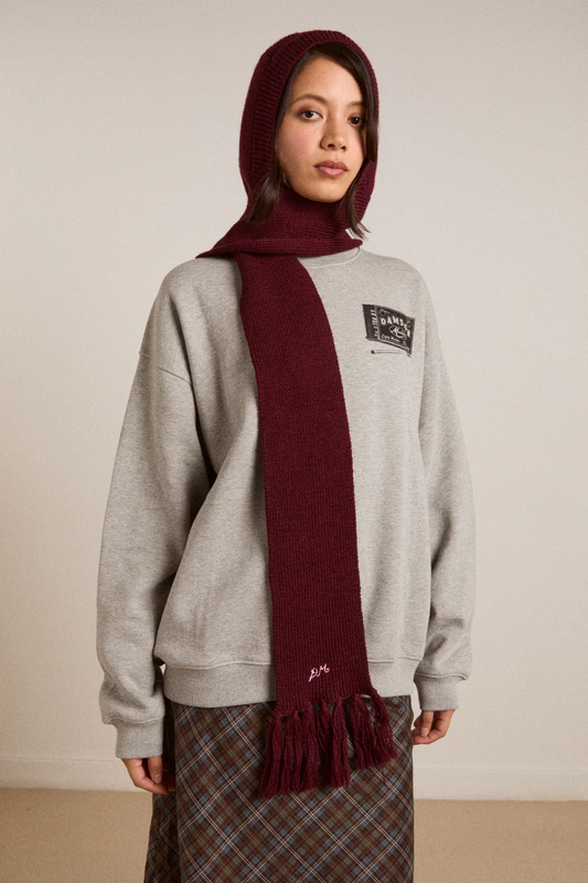 Tassel Hooded Scarf - Burgundy