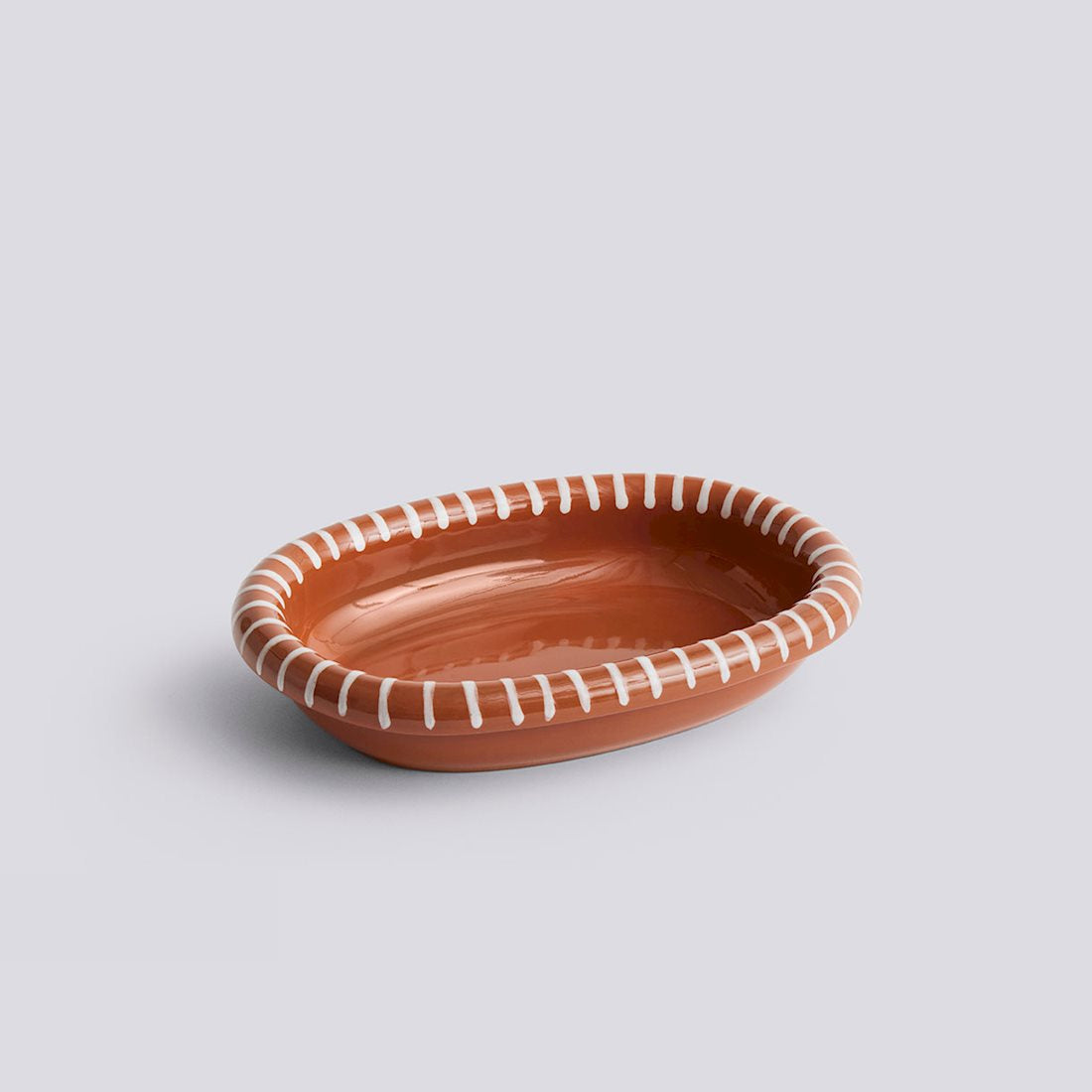 Barro Oval Dish - Small Natural With Stripes