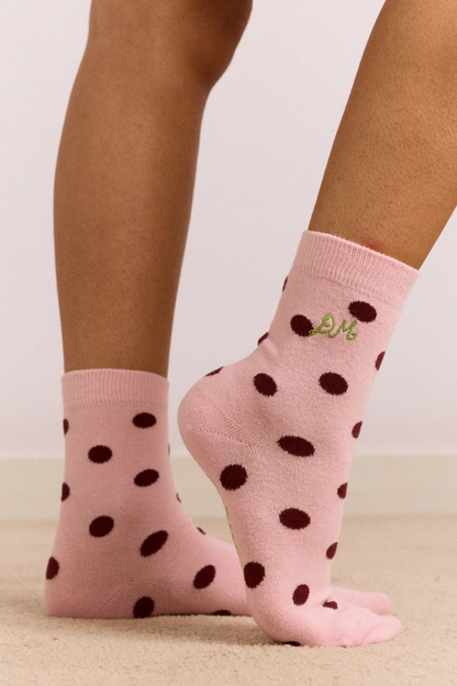 2 Pack Spot Socks - Pink & Burgundy