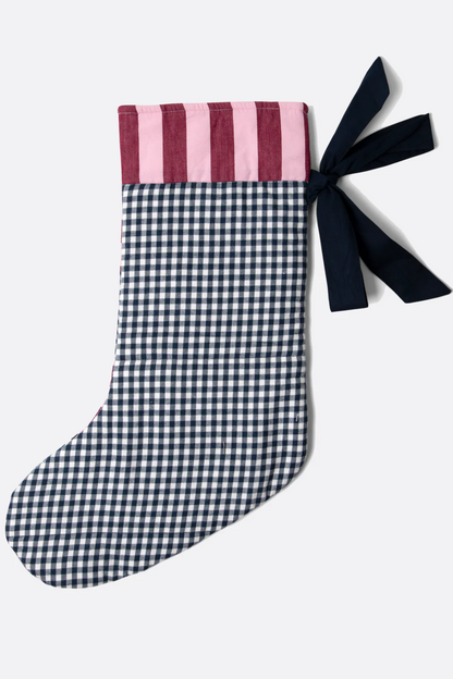 Christmas Stocking - Blue Gingham Patchwork