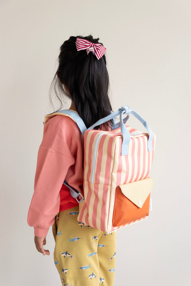 Backpack Medium Envelope - Stripes Coral Pink & Sandy