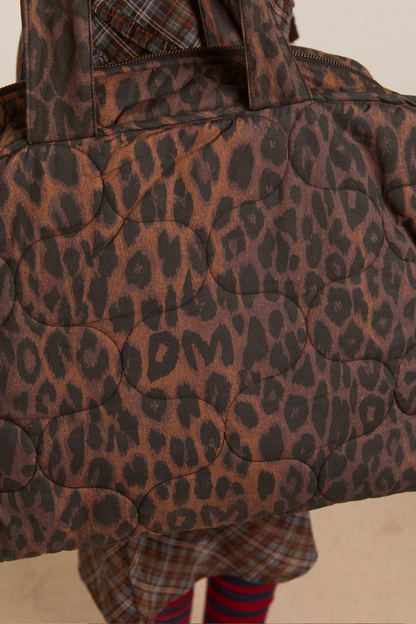 Dark Leopard Quilted Tote Bag