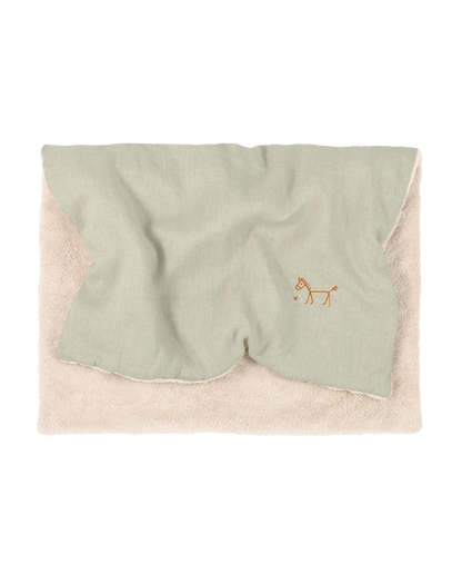 Linen Embroidered Winter Blanket - Matcha