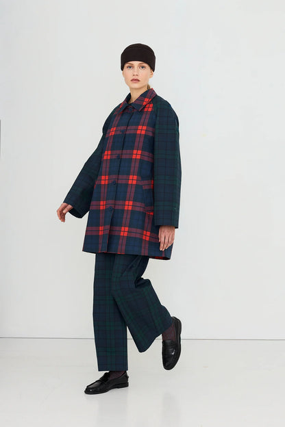 Check Hood Trench Coat