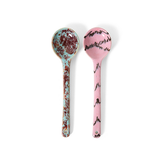 70s Ceramics : Serving Spoons Sprinkles Set Of 2