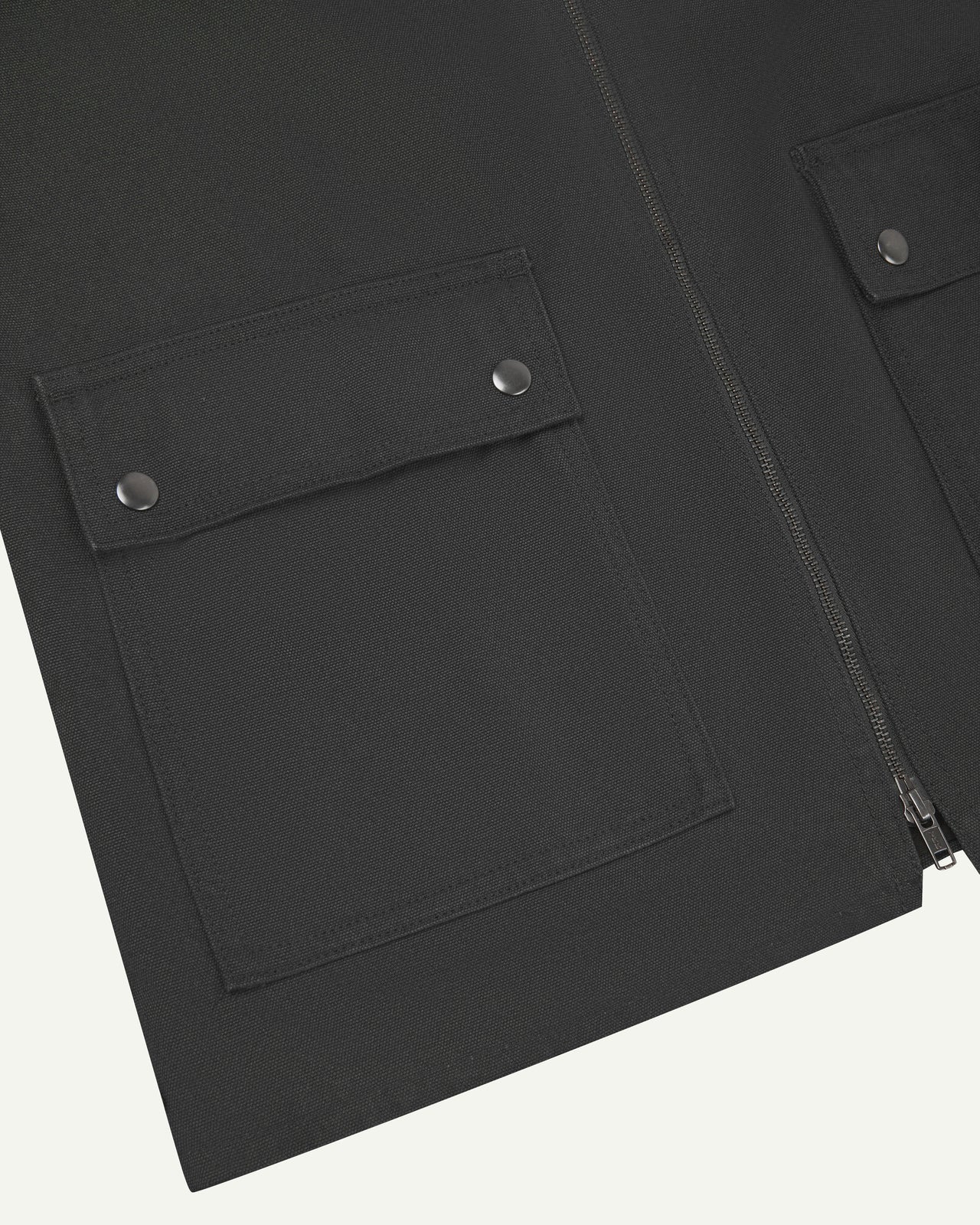 Canvas Vest With Flap Pockets - Charcoal