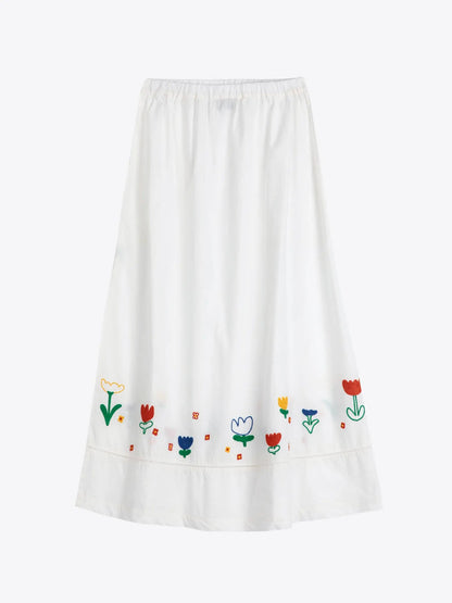 Garden Embroidery Poplin Skirt