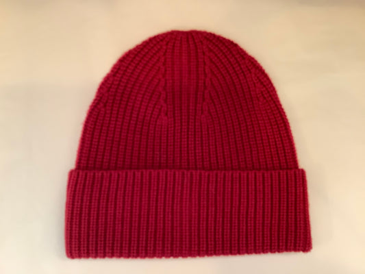 Merino Wool Beanie - Rosewood Red