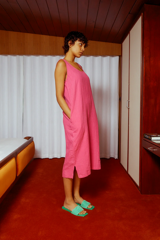 Basic Shift Dress - Fuchsia