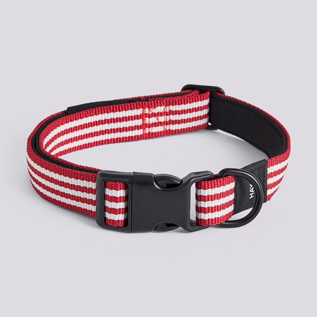 Dog Leash Flat M/L - Red & White Stripe