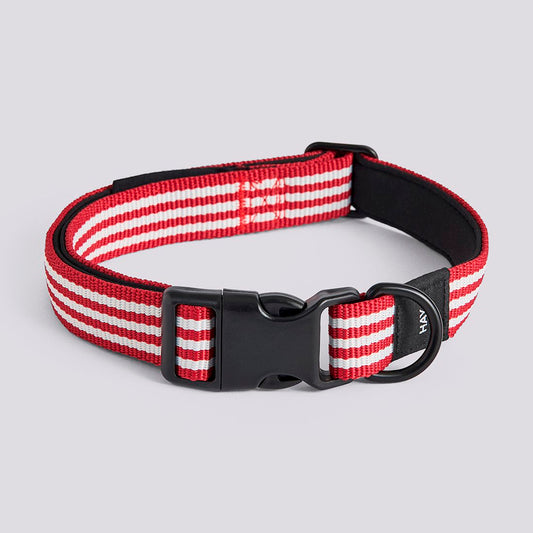 Dog Leash Flat M/L - Red & White Stripe