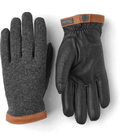 Deerskin Wool Gloves - Charcoal & Black