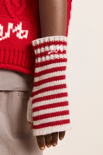 Stripe Mittens - Red/Grey Stripe