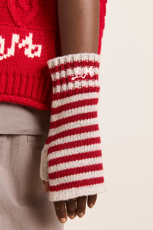 Stripe Mittens - Red/Grey Stripe