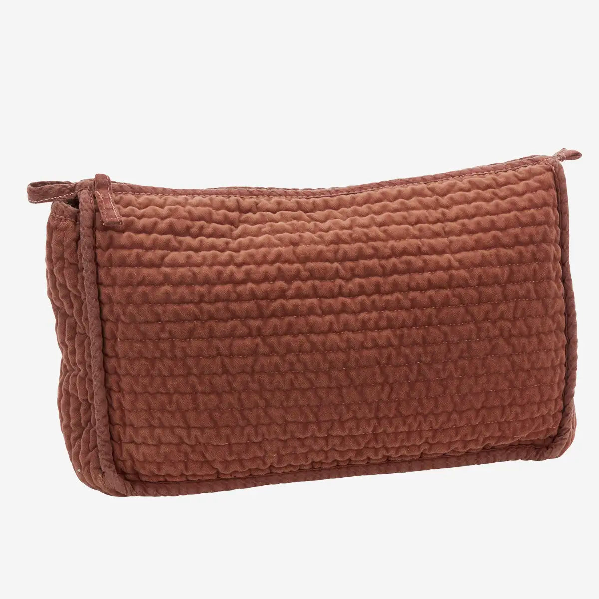Quilted Velvet Wash Bag - Brick