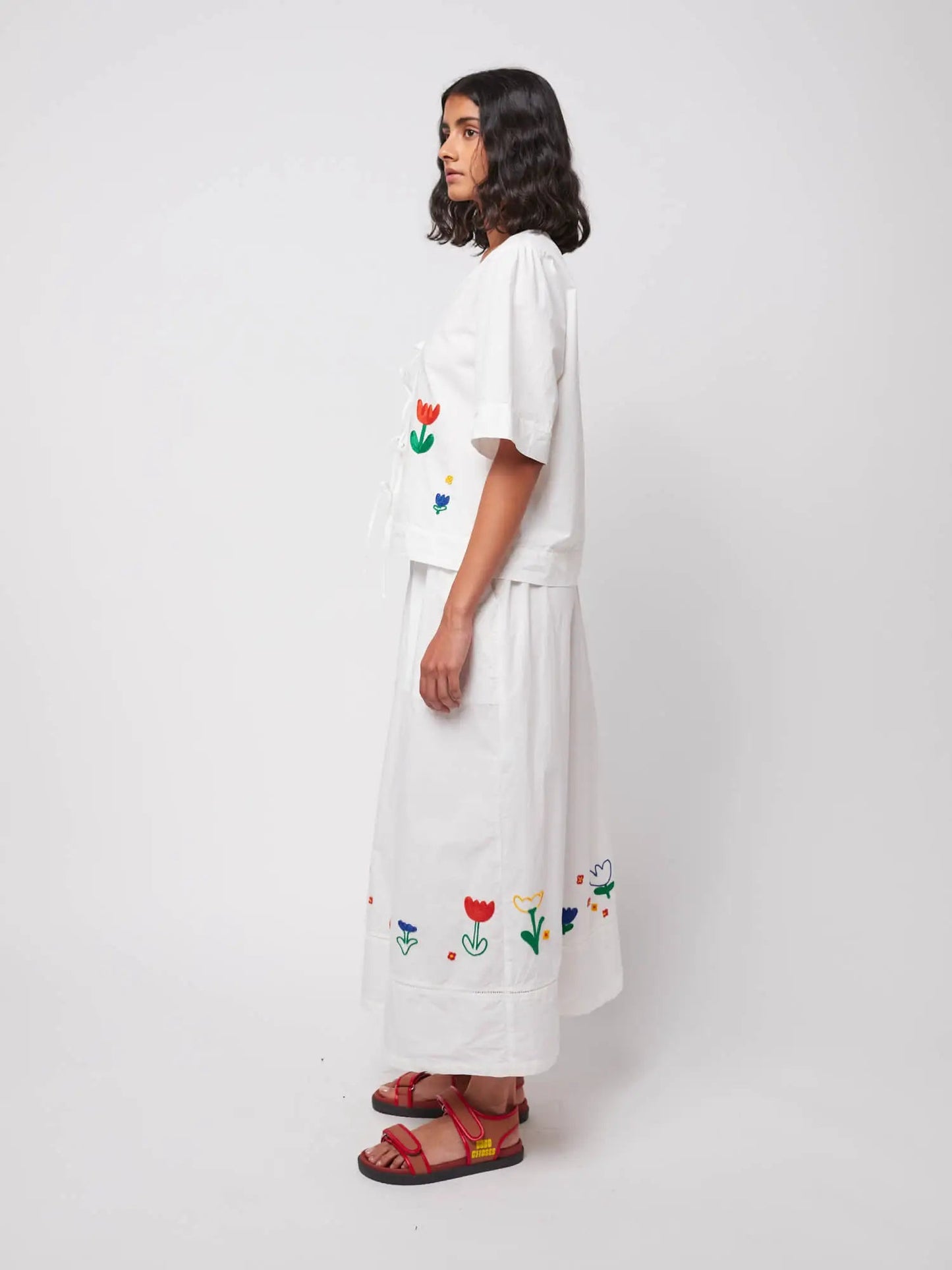 Garden Embroidery Poplin Skirt