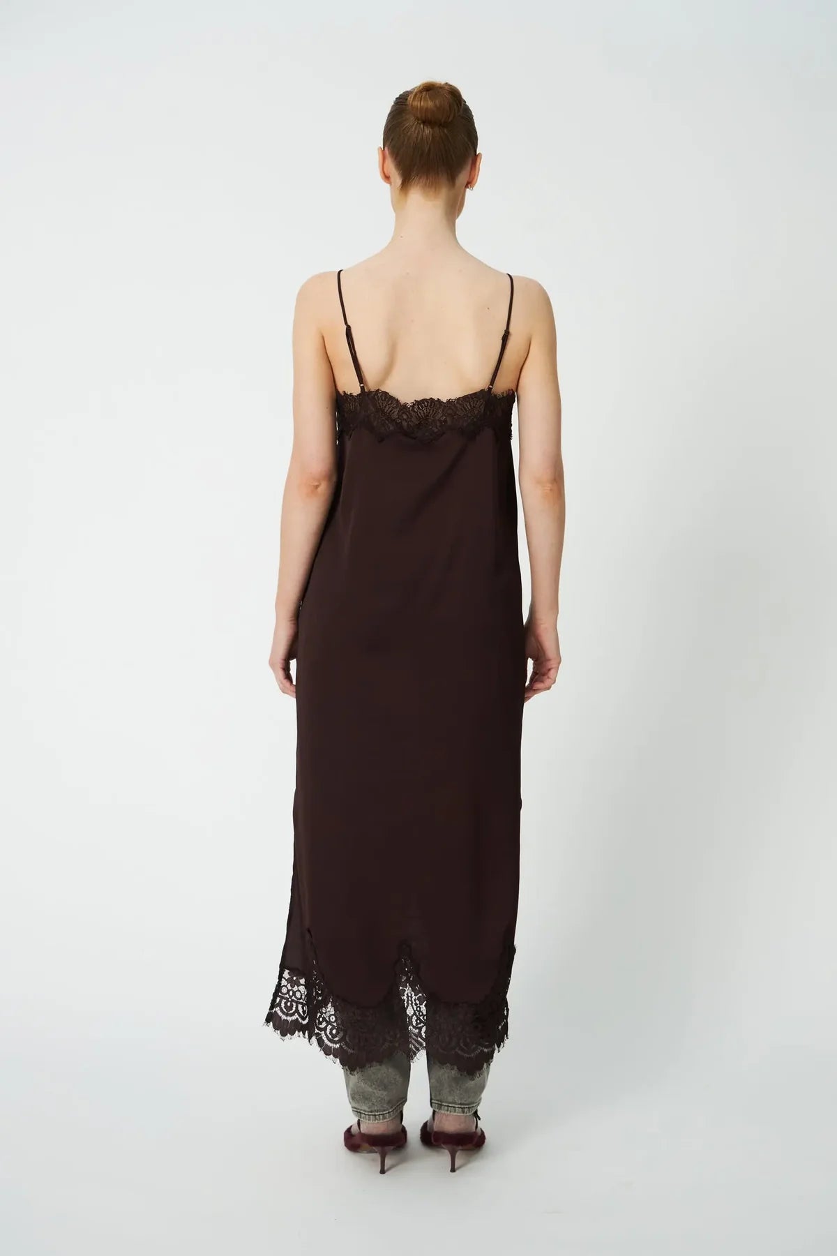 Underlayer Lace Dress - Dark Brown