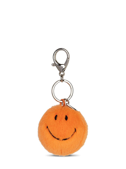 Smiley Keychain - Eco Fuzzy Orange