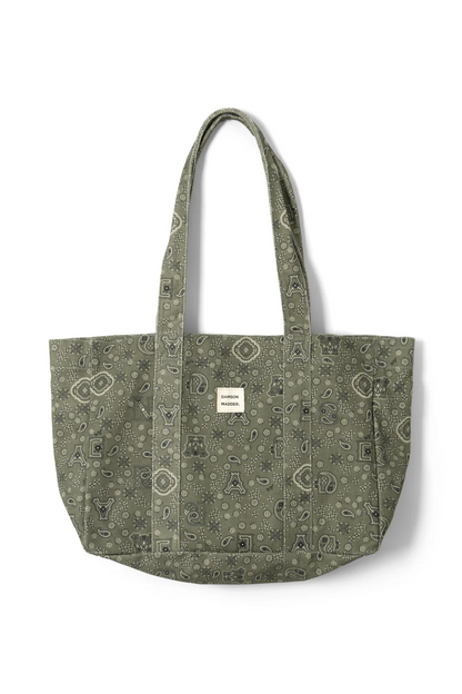 DM Canvas Tote - Olive Paisley Print