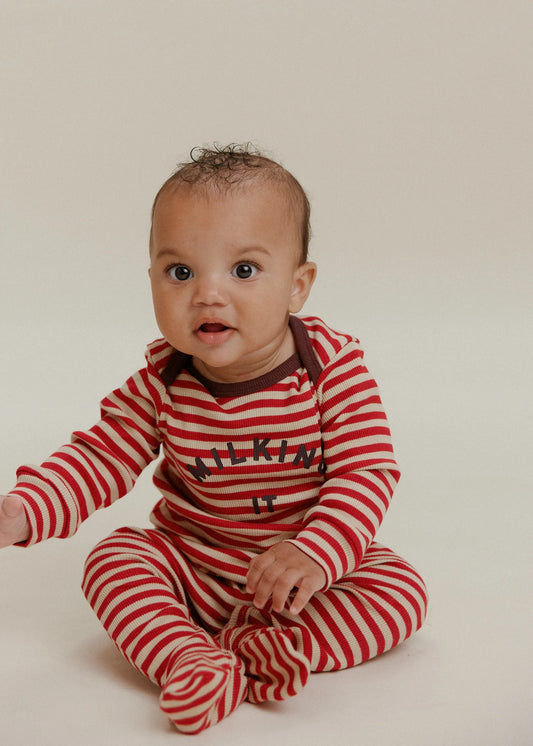 Milking It Crimson Stripe Onsie