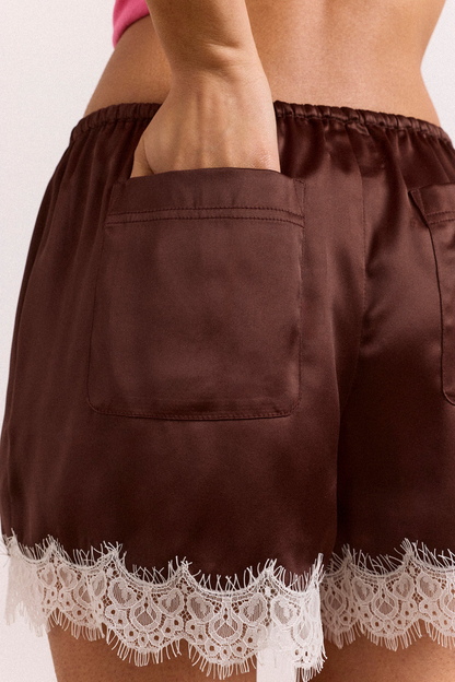 Charis Shorts -  Chocolate Satin