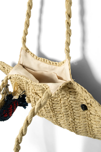 Raffia Beach Bag With Fish Charm