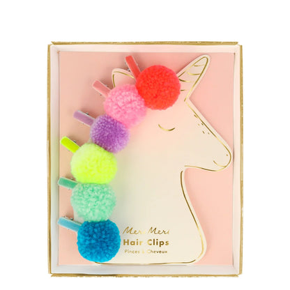 Unicorn Pompom Clips