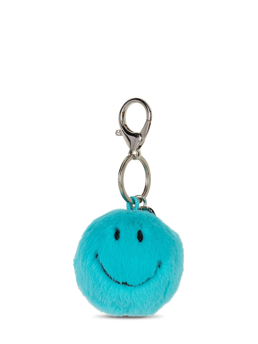 Smiley Keychain - Eco Fuzzy Teal