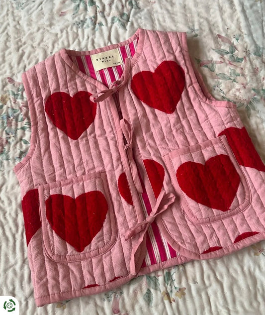 Honey Mini Vest - Burgundy Hearts