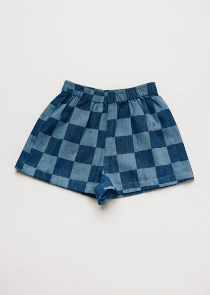 Frankie Checkerboard Denim Shorts