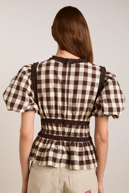 Everly Ruffle Blouse - Butter Gingham