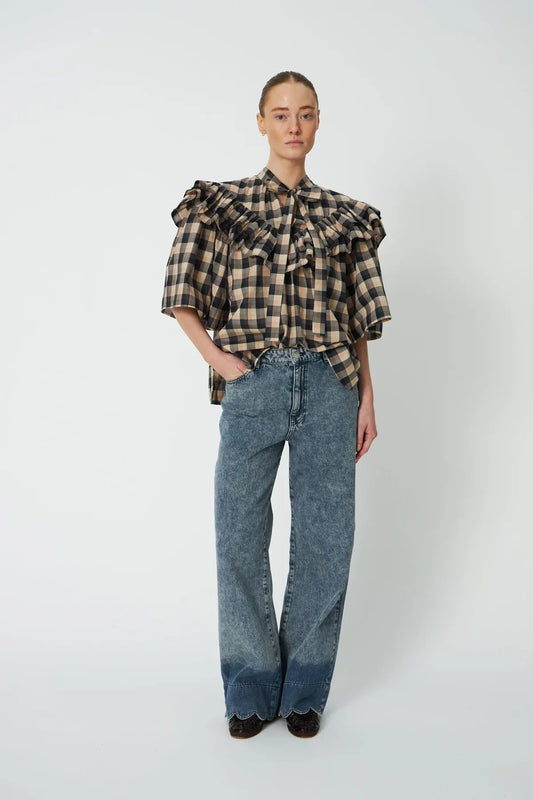 Frill Check Blouse