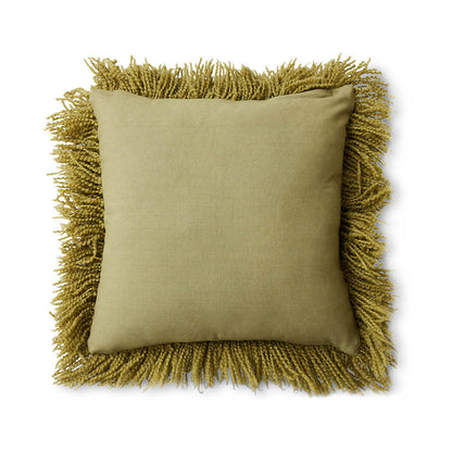 Shaggy Wool Cushion -  Olive