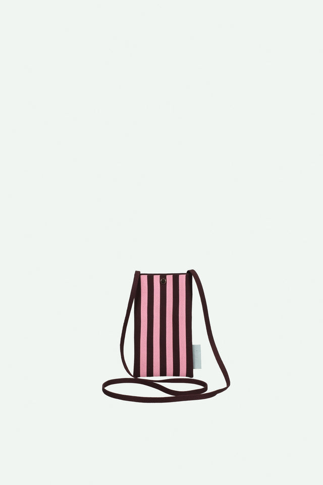 Phone Pouch Knitted Stripes - Chocolate and Bubblegum