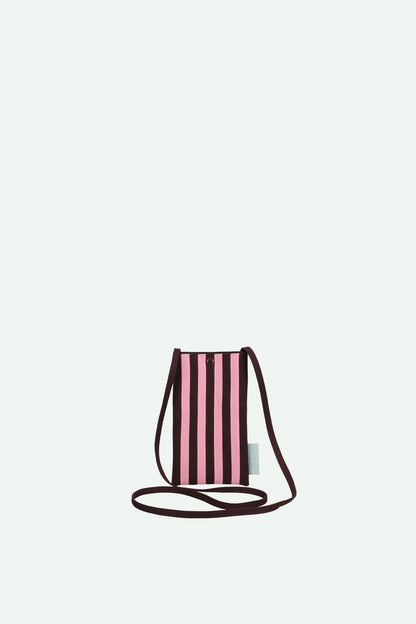 Phone Pouch Knitted Stripes - Chocolate and Bubblegum
