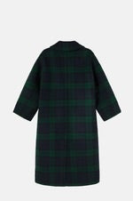 Long Check Coat - Navy
