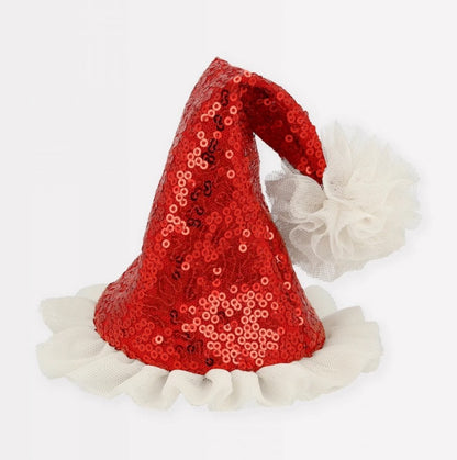 Sequin Santa Hat Hair  Clip