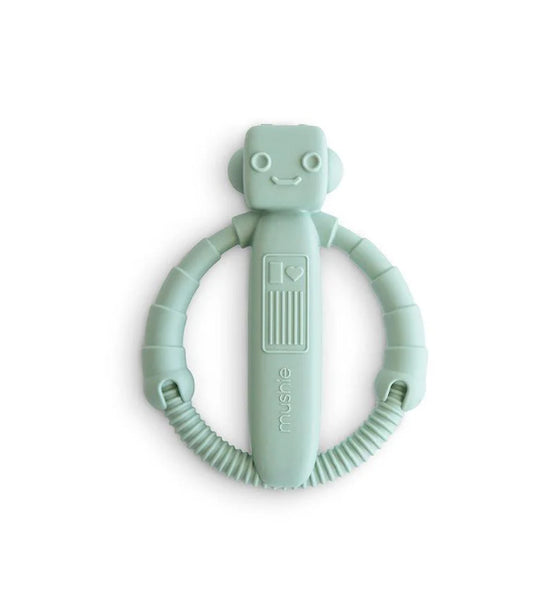 Robot Rattle Teether - Cambridge Blue