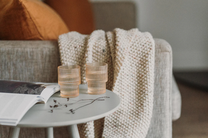 Amber Short Fluted Glasses - Single