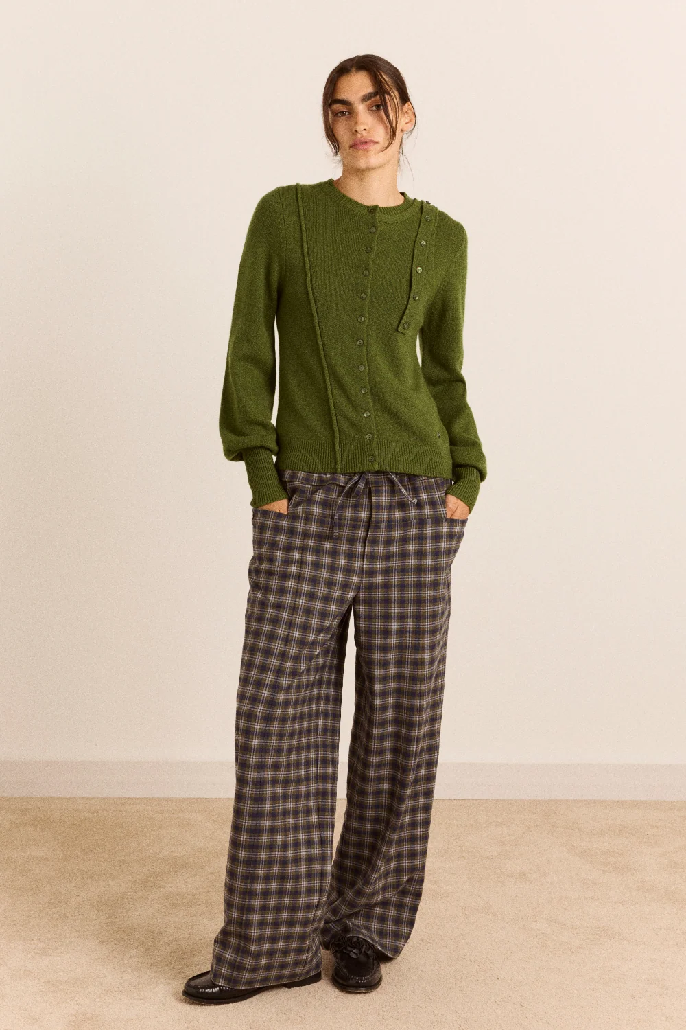 Marla Wool Cashmere Blend Cardigan - Green