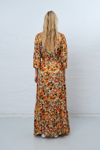 W ROTATES Printed Wrap Maxi Dress - Summer Burned