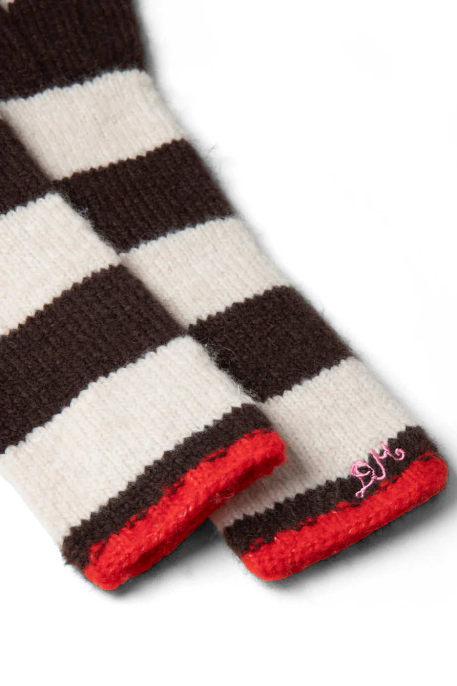 Long Gloves - Chocolate & Ecru Stripe