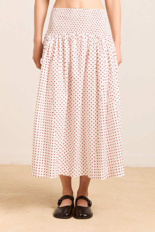 Layla Skirt - Off White and Red Spot
