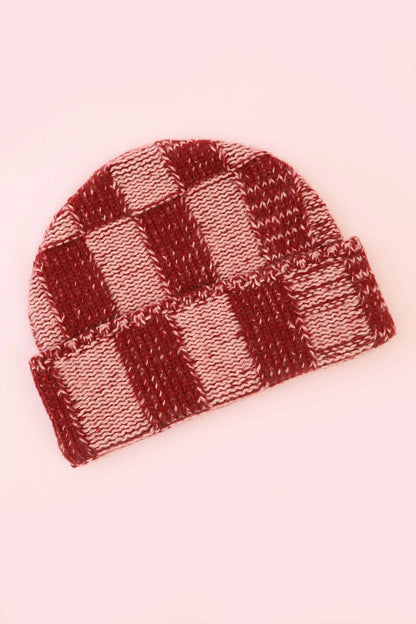 Check Beanie - Brick