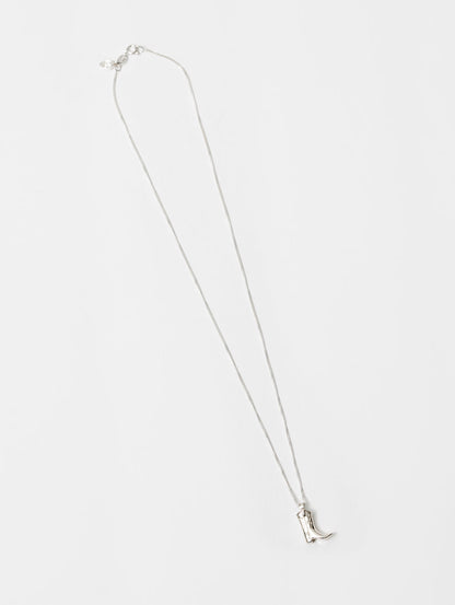 Cowboy Boot Charm Necklace - Silver