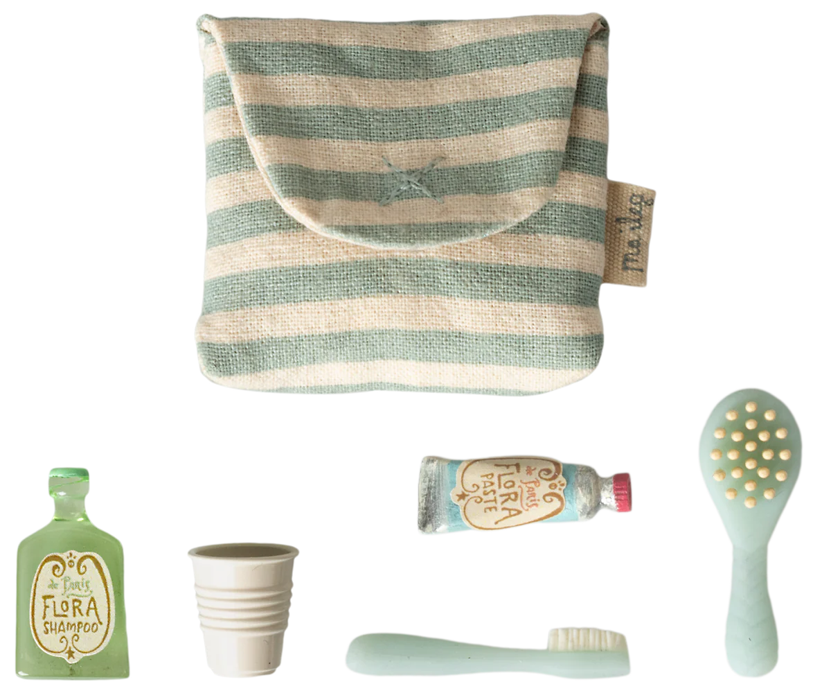 Toiletry Bag Toothbrush Set Blue Stripe