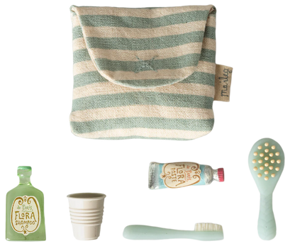 Toiletry Bag Toothbrush Set Blue Stripe